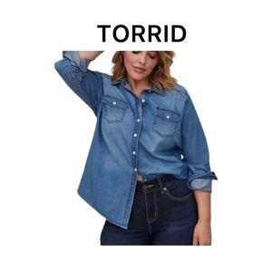 TORRID Taylor Chambray Long Sleeve Top 2